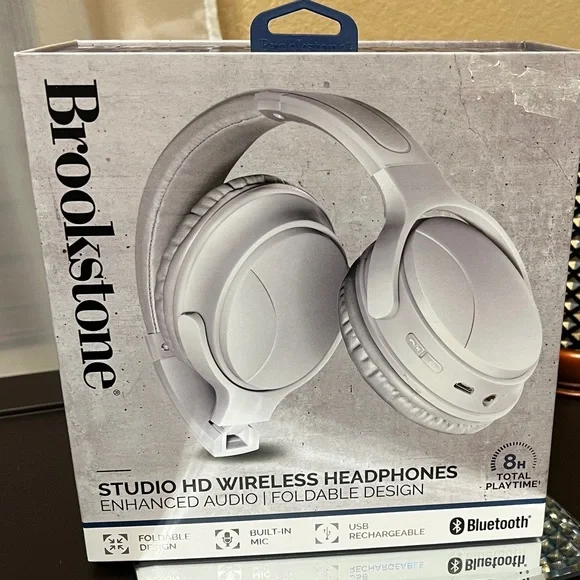 Brookstone Headphones Brookstone White Foldable Studio